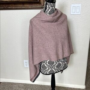 Merinomink poncho. Heather mauve with gray trim.
